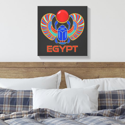Egyptische carab met het woord Egypte Canvas Afdruk (Insitu (Slaapkamer))