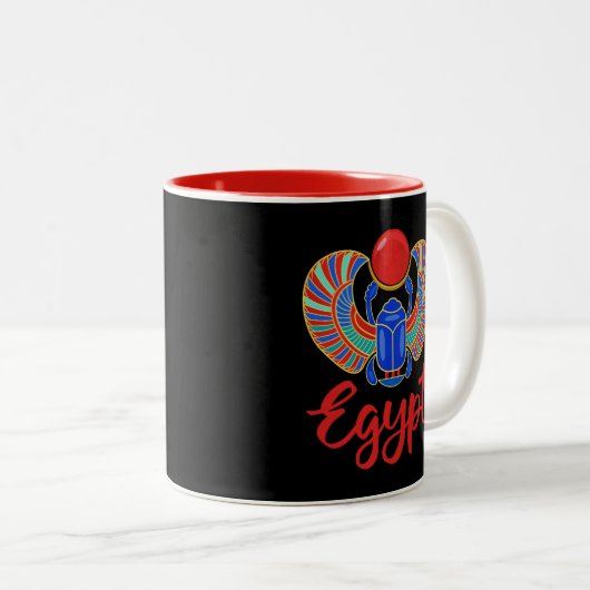 Egyptische carab met het woord Egypte Tweekleurige Koffiemok (Voorkant rechts)