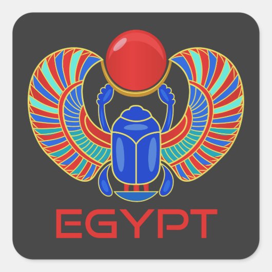 Egyptische carab met het woord Egypte Vierkante Sticker (Voorkant)