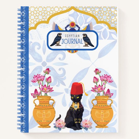 Egyptische Cat Basha met Pharonic Spiral Notitiebo Notitieboek (Voorkant)