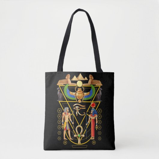 Egyptische Cultuur Scarab Artifact Ankh Horus Eye Tote Bag (Voorkant)