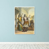 Egyptische dansmeisjes die de Ghawazi op R Canvas Afdruk (Insitu (Houten vloer))
