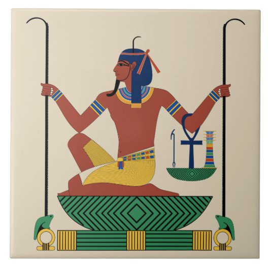 Egyptische Design Ceramic Tile Tegeltje (Voorkant)