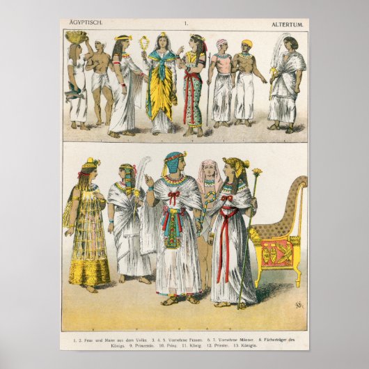 Egyptische Dress uit 'Trachten der Voelker' Poster (Voorkant)