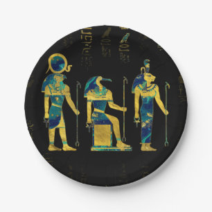 Egyptische edities over hiërogliefgoud en marmer papieren bordje