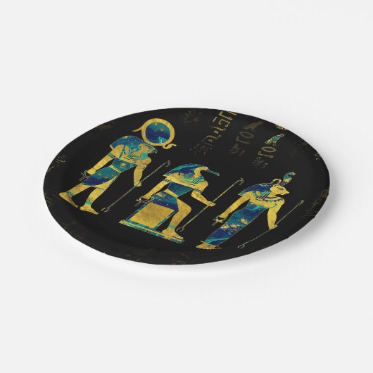 Egyptische edities over hiërogliefgoud en marmer papieren bordje (Gekanteld)