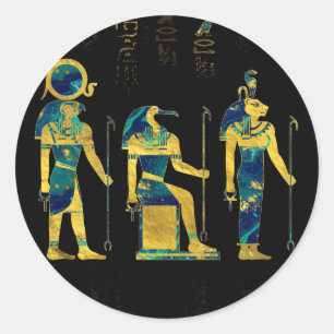 Egyptische edities over hiërogliefgoud en marmer ronde sticker