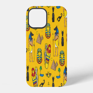 Egyptische elementen, Anubis, piramides patroon. iPhone 12 Hoesje