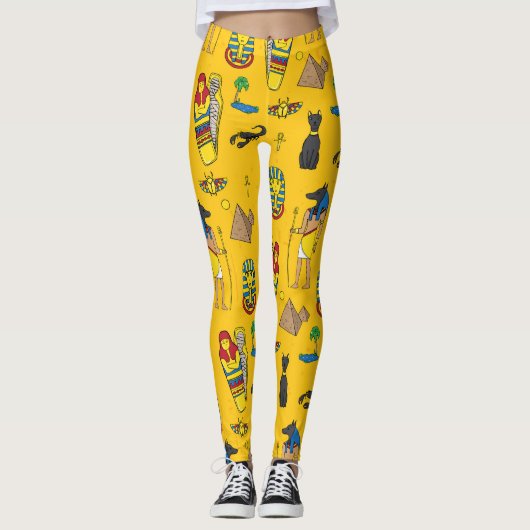 Egyptische elementen, Anubis, piramides patroon. Leggings (Voorkant)