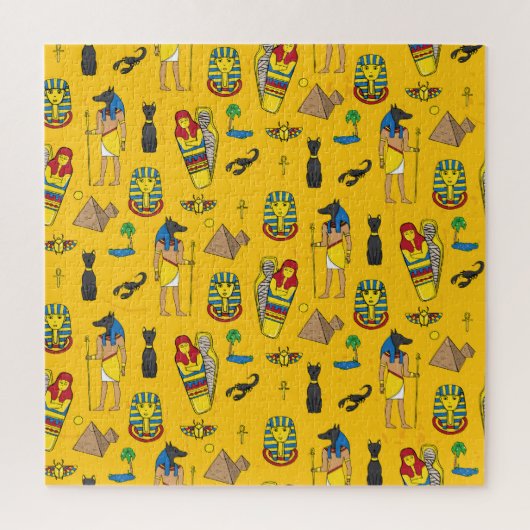 Egyptische elementen, Anubis, piramides patroon. Legpuzzel (Verticaal)
