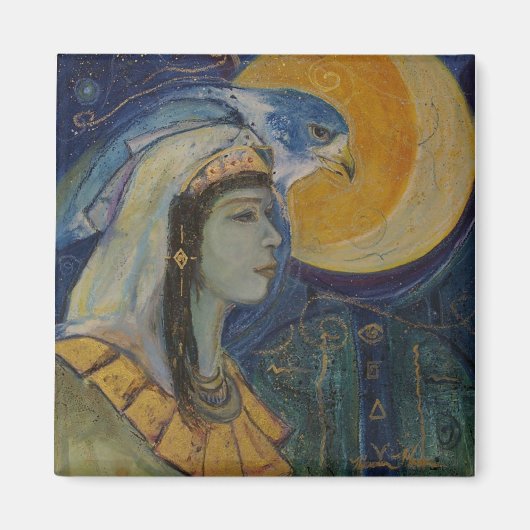 Egyptische Falcoln Moon Godin Magnet (Voorkant)