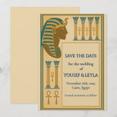 Egyptische farao & Ankh gouden save-the-date Save The Date (Voorkant / Achterkant)
