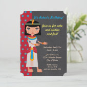 Egyptische farao danst verjaardagsfeest uitnodigin kaart (Staand voorkant)