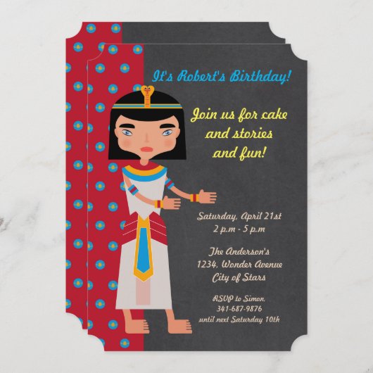 Egyptische farao danst verjaardagsfeest uitnodigin kaart (Voorkant / Achterkant)