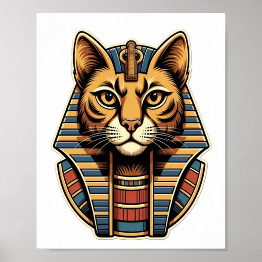 Egyptische farao katposter – Oude Egyptische muur  Poster (Voorkant)