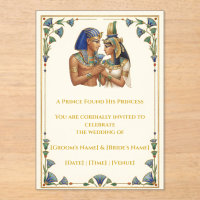 Egyptische farao prins en prinses trouwuitnodiging
