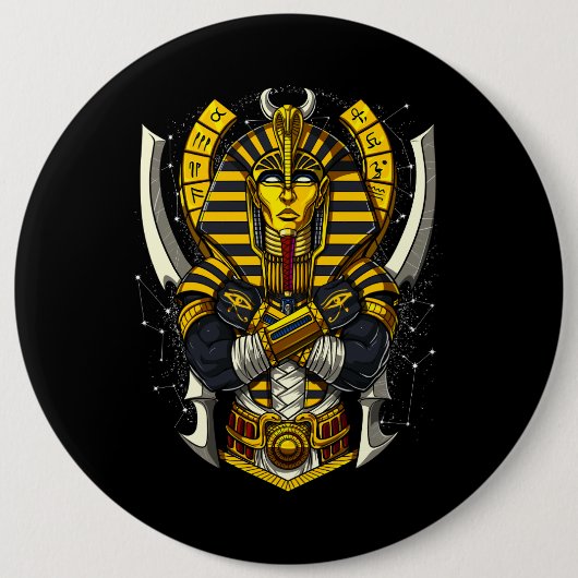 Egyptische Farao Tutankhamun Ancient King Tut Ronde Button 6,0 Cm (Voorkant)