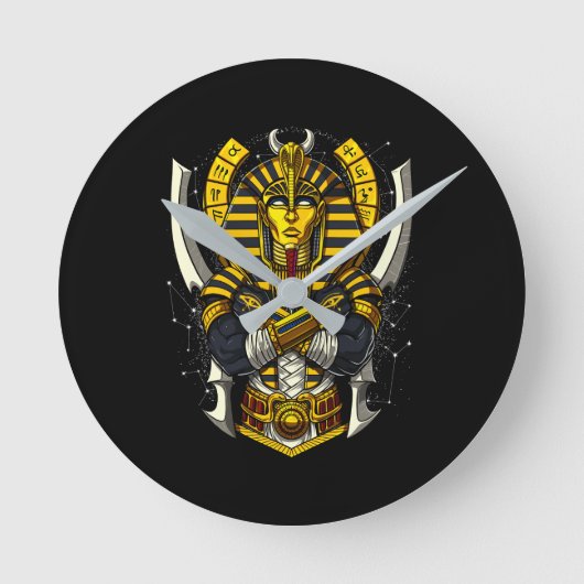 Egyptische Farao Tutankhamun Ancient King Tut Ronde Klok (Voorkant)