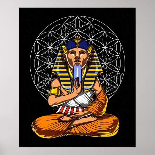 Egyptische Farao Tutankhamun Yoga Meditation Poster (Voorkant)