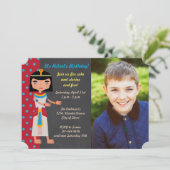 Egyptische farao verjaardag Party foto uitnodiging (Staand voorkant)