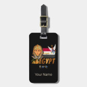 Egyptische farao vlag en piramides souvenir bagagelabel (Voorkant verticaal)