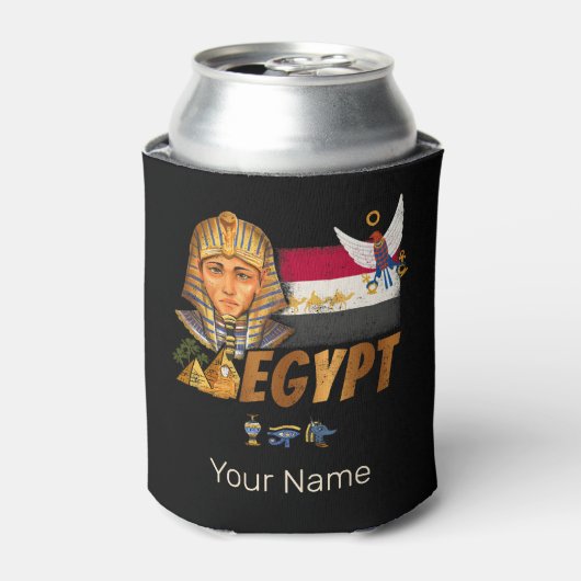 Egyptische  farao vlag en piramides souvenir blikjeskoeler (Blikje Voorkant)