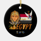 Egyptische farao vlag en piramides souvenir keramisch ornament (Voorkant)