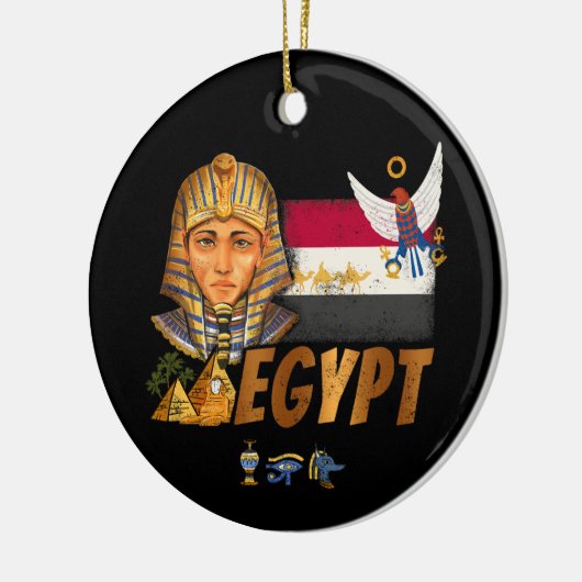 Egyptische farao vlag en piramides souvenir keramisch ornament (Links)