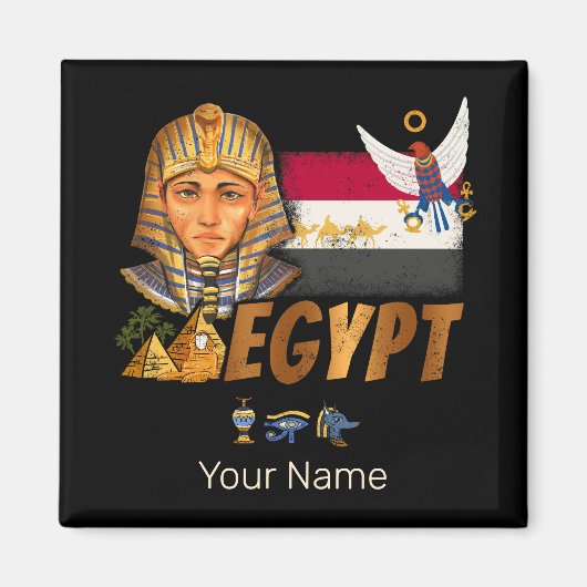 Egyptische  farao vlag en piramides souvenir magneet (Voorkant)