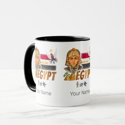 Egyptische  farao vlag en piramides souvenir mok (Voorkant links)
