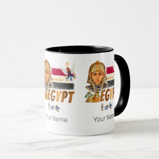 Egyptische  farao vlag en piramides souvenir mok (Voorkant rechts)