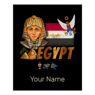 Egyptische  farao vlag en piramides souvenir perfect poster