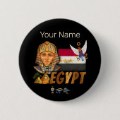 Egyptische  farao vlag en piramides souvenir ronde button 5,7 cm (Voorkant)