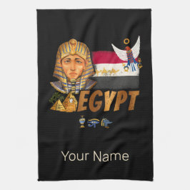 Egyptische  farao vlag en piramides souvenir theedoek