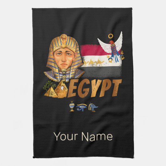 Egyptische  farao vlag en piramides souvenir theedoek (Verticaal)