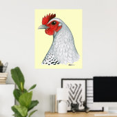 Egyptische Fayoumi: Silver Hen Poster (Thuiskantoor)