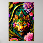 Egyptische Floral Cat Poster (Voorkant)