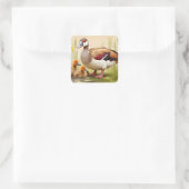 Egyptische Gans met eendjes Vierkante Sticker (Tas)
