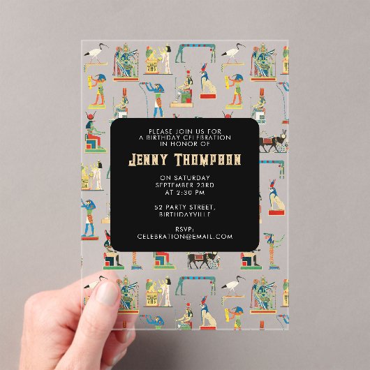  Egyptische geboortedag in Egypte Acryl Uitnodigingen (Insitu (Draagbaar))