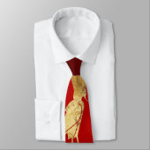 Egyptische Geometric Art Deco Red en Gold Stropdas (Gebonden)