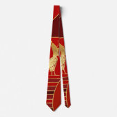 Egyptische Geometric Art Deco Red en Gold Stropdas (Voorkant)