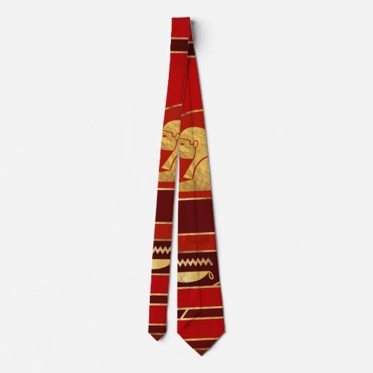 Egyptische Geometric Art Deco Red en Gold Stropdas (Achterkant)