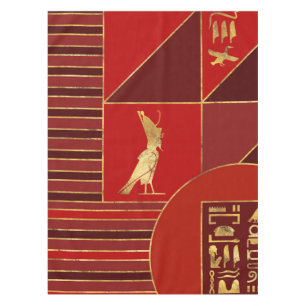 Egyptische Geometric Art Deco Red en Gold Tafelkleed