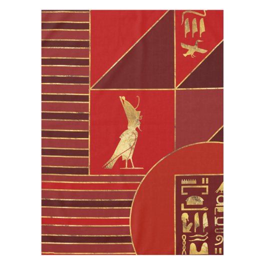 Egyptische Geometric Art Deco Red en Gold Tafelkleed (Voorkant)
