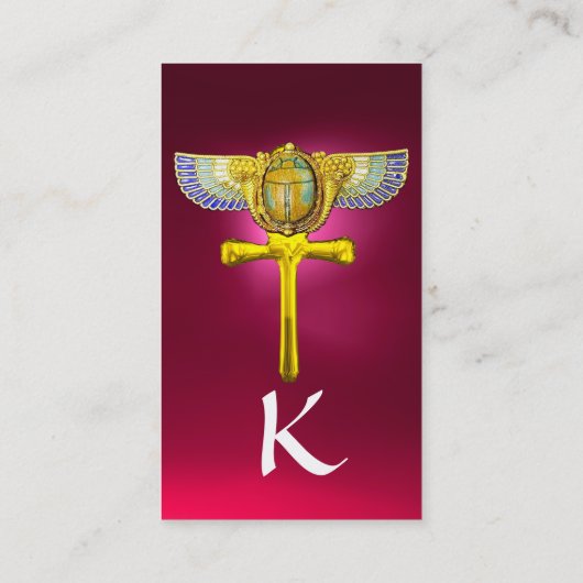 EGYPTISCHE GEVLEUGELDE SCARAB ANKH EN CORNUCOPIA r Visitekaartje (Achterkant)