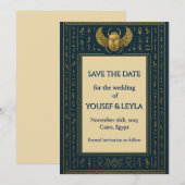 Egyptische gevleugelde scarabee goud Save the Date (Voorkant / Achterkant)