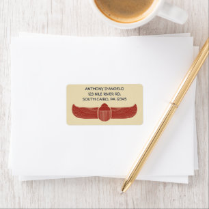 Egyptische gevleugelde scarabeekever retouradres etiket