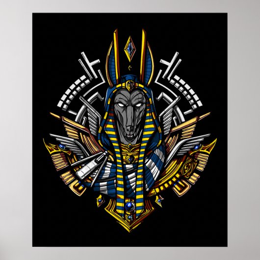 Egyptische god Anubis Ancient Wolf Pharaoh Poster (Voorkant)