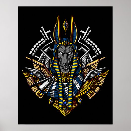 Egyptische god Anubis Ancient Wolf Pharaoh Poster (Voorkant)