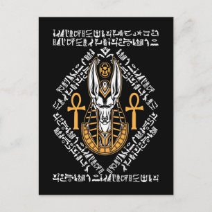 Egyptische god Anubis Ankh Egypt Hieroglyphs Briefkaart